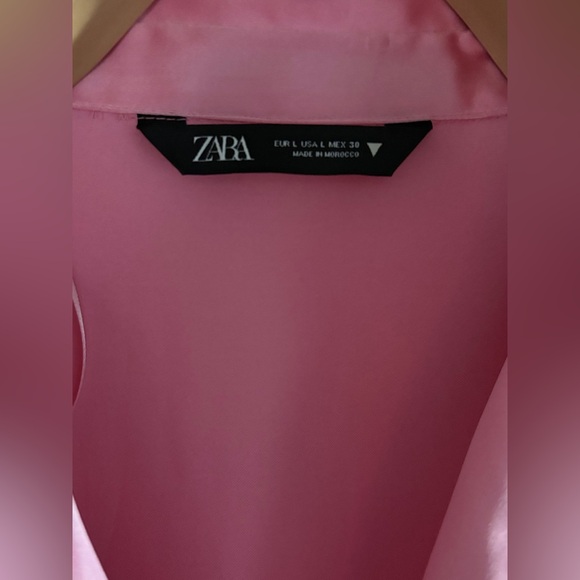 Zara Pink Wrap Effect Mini Satin Robe - Picture 4 of 5